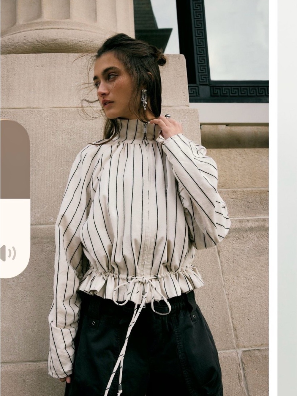 Free People Ivory Combo Striped Drawstring Jacket - Picture 3 of 6